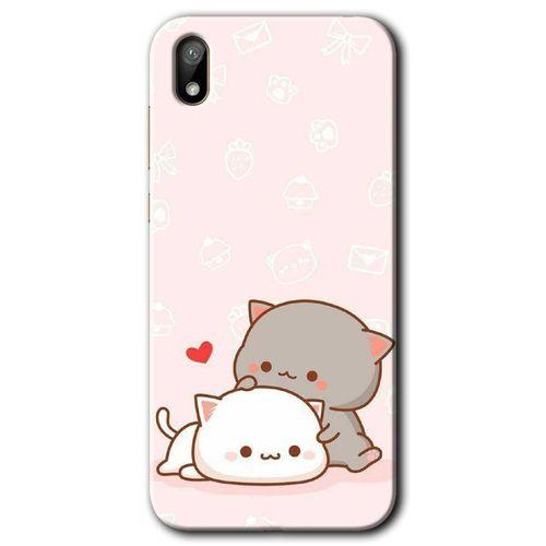 MRCİLETİSİM Huawei Y5 2019 Kılıf HD Desen Baskılı Arka Kapak + Temperli Cam - Kedi Aşkı