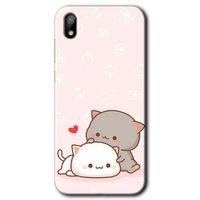 MRCİLETİSİM Huawei Y5 2019 Kılıf HD Desen Baskılı Arka Kapak + Temperli Cam - Kedi Aşkı
