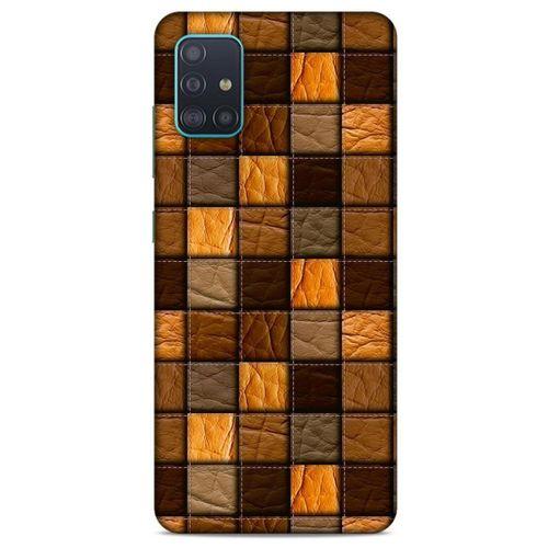 Samsung Galaxy A51 Kılıf Patchwork (32) Soft Silikon Kılıf Turuncu Kahve