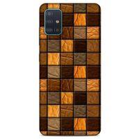 Samsung Galaxy A51 Kılıf Patchwork (32) Soft Silikon Kılıf Turuncu Kahve