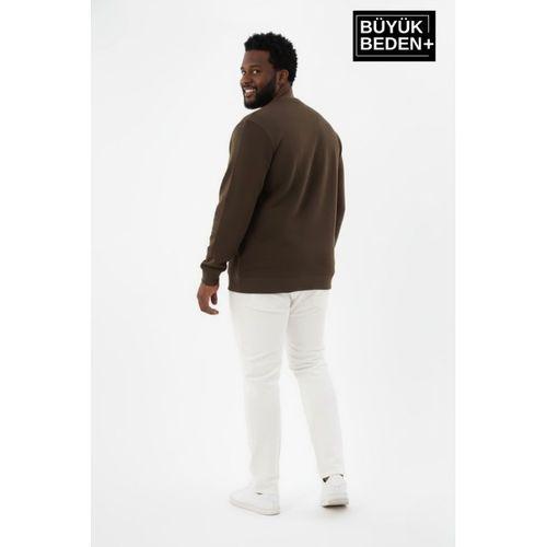 Erkek Büyük Beden Yelken Baskılı Bisiklet Yaka Sweatshirt SPR26BSW956-11