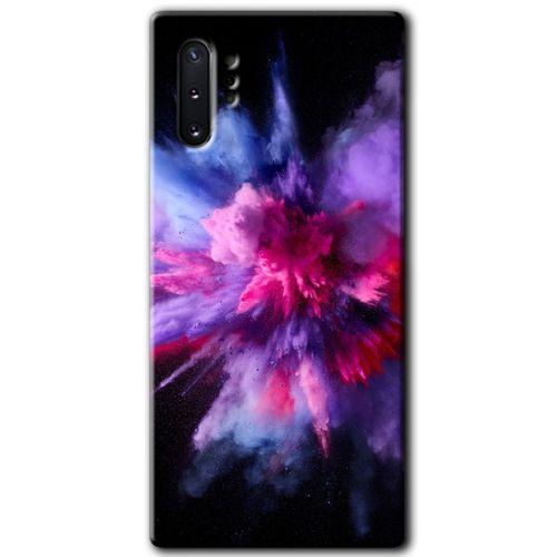 Galaxy Note 10 Plus Kılıf HD Desen Baskılı Arka Kapak - Color Splash Purple + Kırılmaz Cam