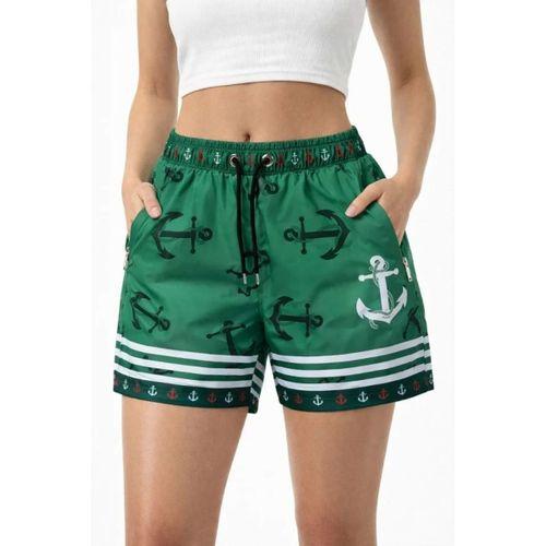 Deniz Şortu Fermuarlı Cepli File Astarlı Hızlı Kuruyan Premium - Yeşil