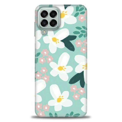 Samsung Galaxy M33 Kılıf HD Baskılı Kılıf - Pembe Beyaz Papatyalar + Tam Ekran Koruyucu