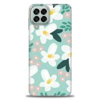 Samsung Galaxy M33 Kılıf HD Baskılı Kılıf - Pembe Beyaz Papatyalar + Tam Ekran Koruyucu