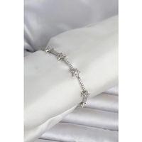 Pirinç Gümüş Renk Zirkon Taşlı Yıldız Model Kadın Bileklik