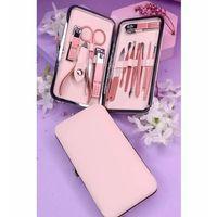 Profesyonel Çantalı Tırnak Bakım Manikür Seti Pembe Renk 12 Parça