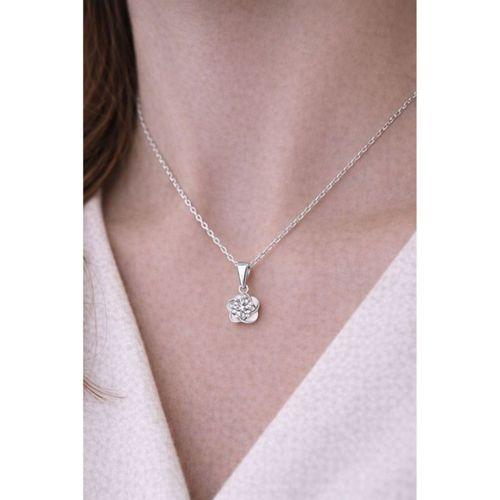 Gümüş Çiçek Figürlü Kadın Kolye