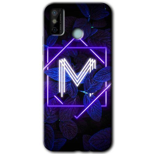 Tecno Spark 6 Go Kılıf HD Desen Baskılı Arka Kapak - Dark Neon Yaprak M Harfi
