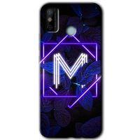 Tecno Spark 6 Go Kılıf HD Desen Baskılı Arka Kapak - Dark Neon Yaprak M Harfi