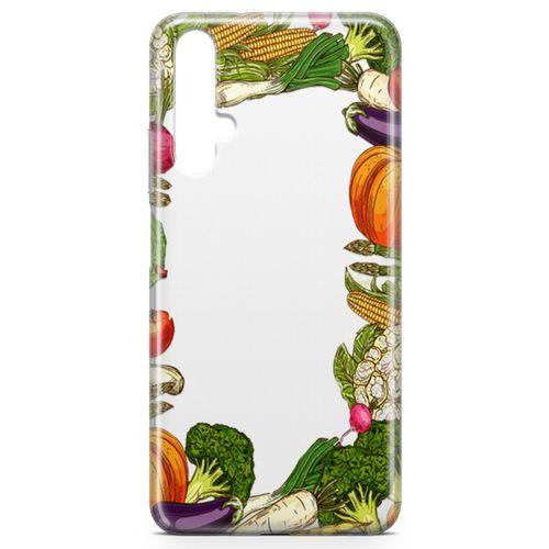 Honor View 20 Kılıf Vegan Yiyecekler Arka Kapak Koruma Desenli Full Koruyucu