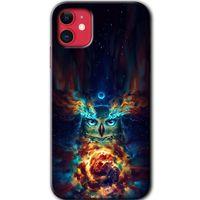 MRCİLETİSİM iPhone 11 Kılıf HD Desen Baskılı Arka Kapak + Temperli Cam - Ballı Baykuş