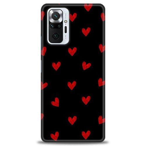 Xiaomi Redmi Note 10 Pro Kılıf HD Baskılı Kılıf - Kırmızı Kalpler + Tam Ekran Koruyucu