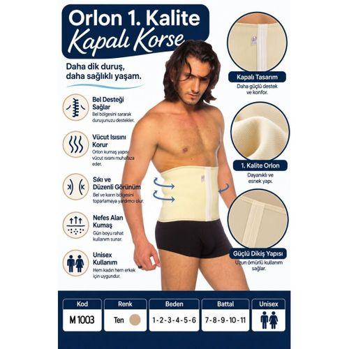 Orlon 1. Kalite Kapalı Korse – Unisex Bel ve Karın Korsesi – M 1003 - Rylks