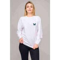 Large Clip Butterfly Baskılı Beyaz Kadın Sweatshirt