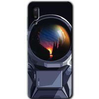 Samsung Galaxy A02 Kılıf Baskılı Kapak - Astronot + 5D Tam Kaplayan Cam