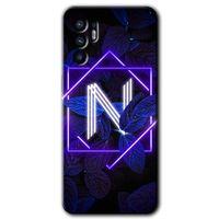 OPPO Oppo Reno 6 Kılıf HD Desen Baskılı Arka Kapak - Dark Neon Yaprak N Harfi