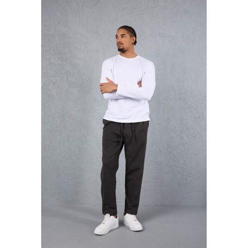 Milos Relax Fit Örme Kaşe Kumaş Fermuarlı Beli Lastikli Jogger Erkek Pantolon - Füme