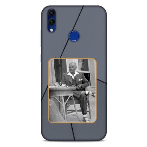 Huawei Honor 8C Kılıf Atatürk (31) TPU Kılıf Koyu Gri