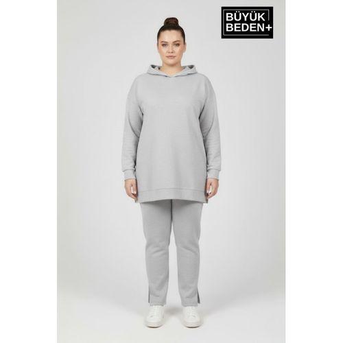 Büyük Beden Kapşonlu Tunik Sweatshırt SPR26BTK991