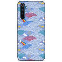 Oppo Realme 6 Kılıf Pastel Renkler (2) Kabı Mor Beyaz