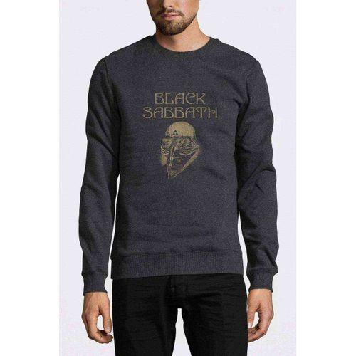 Black Sabbath Baskılı Füme Antrasit Erkek Sweatshirt