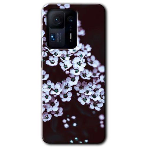 Xiaomi Mi Mix 4 HD Baskılı Kılıf + 9D Tam Ekran Koruyucu - Beyaz Çiçek
