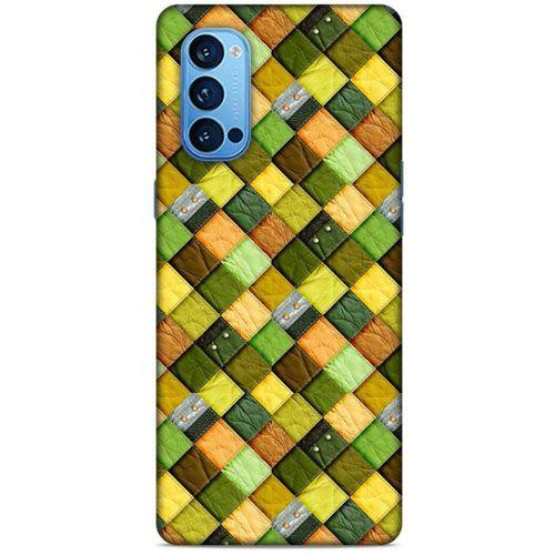 Oppo Reno 4 Pro Kılıf Patchwork (49) Ultra Silikon Kılıf Sarı Yeşil
