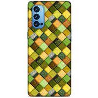 Oppo Reno 4 Pro Kılıf Patchwork (49) Ultra Silikon Kılıf Sarı Yeşil
