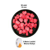 90 Adet 10 mm Polimer Kil Fimo Boncuk Takı Bileklik + 5 Metre Lastikli Misina Hediye - Kalp Love