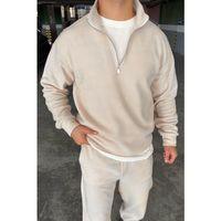 Unisex Slimfit Yarım Fermuarlı Dik Yaka Polar Sweatshirt
