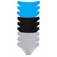 9 adet Süper Eko Set Likralı Kadın Slip Külot Siyah Gri Mavi