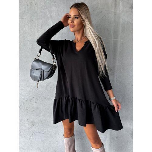 Lucky Life Uzun Kollu V Yaka Eteği Büzgülü Kloş Iki Iplik Mini Boy Elbise