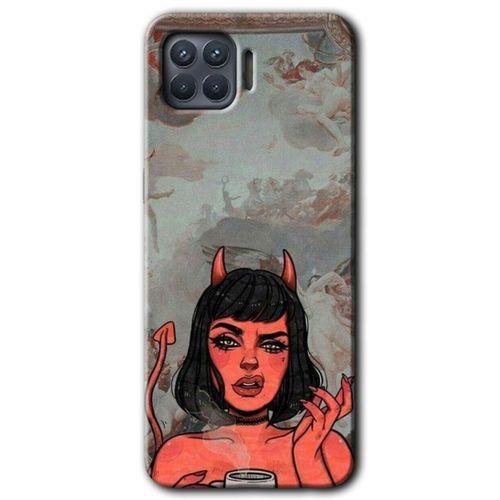 Oppo Reno 4 Lite Kılıf Baskılı Kapak - Devil Girl +Tam Kaplayan Mat Seramik