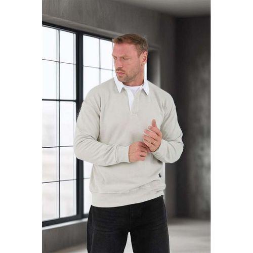 Luis Polo Yaka Selanik Örme Kumaş Erkek Sweatshirt - Taş