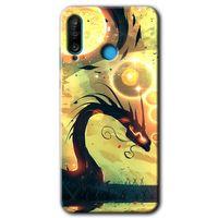MRCİLETİSİM Huawei P30 Lite Kılıf Kapak - Digital Dragon +Hayalet Ekran Yandan Gözükmez