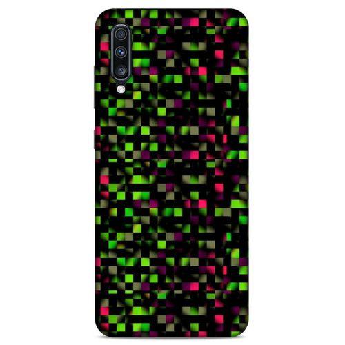 Lopard Samsung Galaxy A70s Uyumlu Kılıf PiXel (25) Antişok Kapak Yeşil Pembe