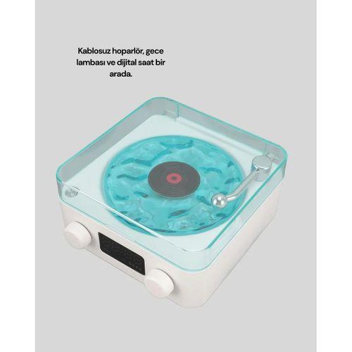 3-1 Kablosuz Bluetooth Hoparlör – Gece Lambalı, Saatli, Retro Tasarım