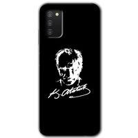 Samsung Galaxy A02s Kılıf Baskılı Kapak - Atatürk Silüet İmza +Tam Ekran Koruyucu
