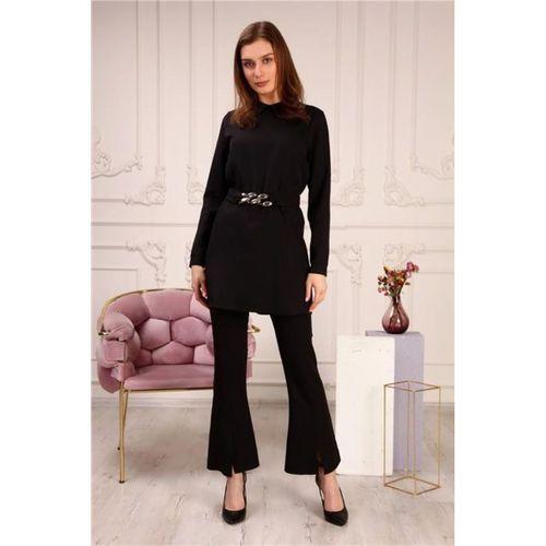 Zincir Kemerli Sade Basic Tunik Pantolon İkili Takım - 70007.003 - Siyah