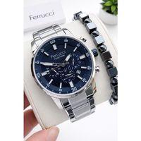 Ferrucci İç Fonksiyonları Aktif 30mt Suya Dayanıklı Çelik Kordon + Bileklik Hediyeli Erkek Kol Saati VS.BLKT.0956