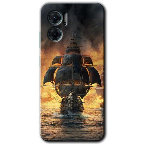 Xiaomi Redmi Note 11E HD Baskılı Kılıf + 9D Tam Ekran Koruyucu - Siyah İnci