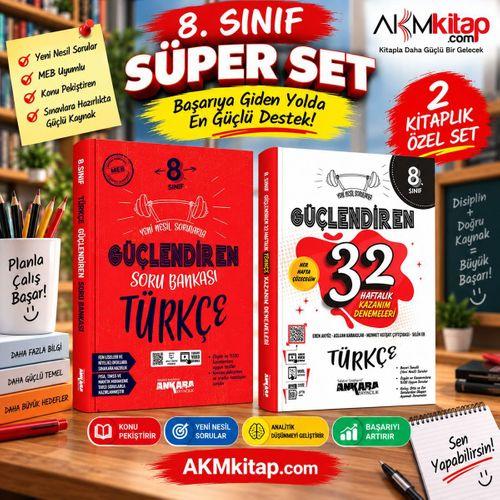 Ankara Yayıncılık 8.Sınıf Türkçe Güçlendiren Soru Bankası ve 32 Haftalık Deneme Seti 2 Kitap