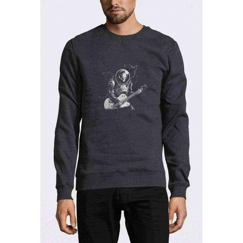 Astronol Kuru Kafa Uzaylı Gitar Gitarist Baskılı Füme Antrasit Erkek Sweatshirt