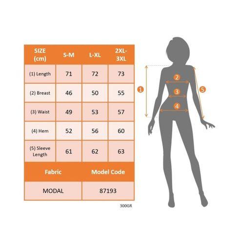 Kadın Uzun Kollu Yakadan Fermuarlı Kot Görünüm Desenli Uzun Modal Bluz