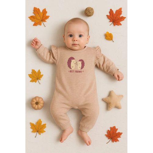 Kirpi Nakışlı % 100 Pamuk Kız Bebek Tulum