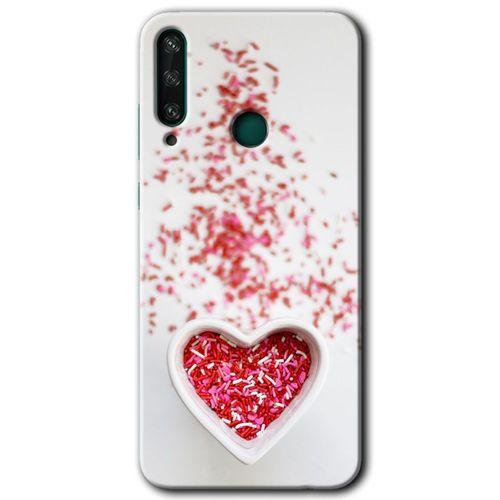 Huawei Y6P Kılıf Baskılı Kapak - Kalpli Şekerleme +Tam Kaplayan Mat Seramik