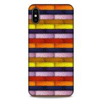 Apple iPhone XS Max Kılıf Patchwork (30) Silicone Case Şeker Pembe Sarı