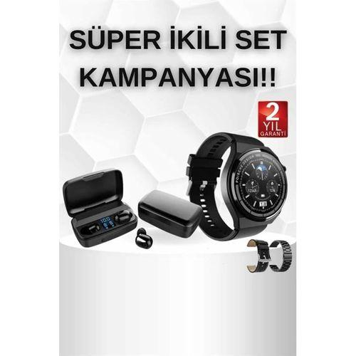 Kablosuz Bluetooth Kulaklık Ve Kordon Hediyeli Akıllı Saat Nabız Ölçer Uzun Pil Ömrü