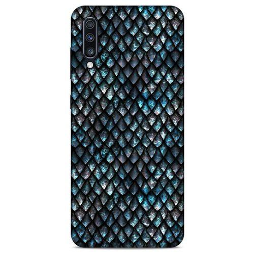 Samsung Galaxy A70 Kılıf Dragons (10) Full Koruma Kılıfı Ejderha Skin Mavi Beyaz